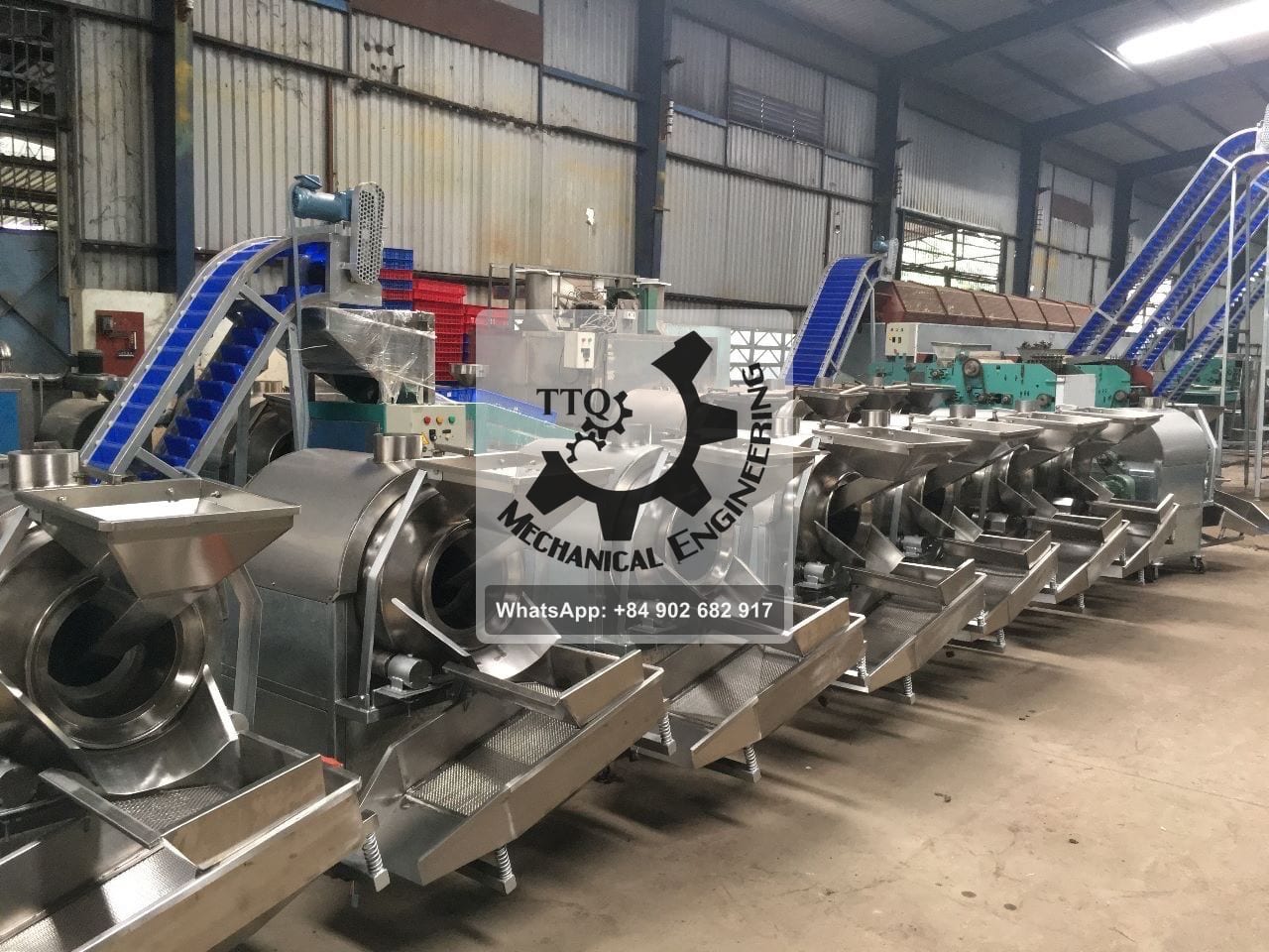 A row of TTQ drum roasters in build in the workshop